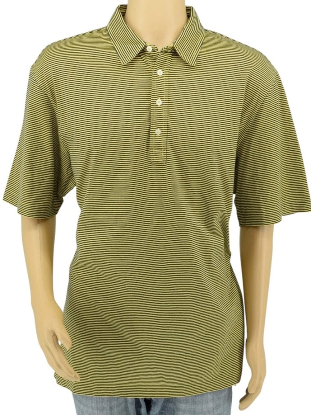 Polo Golf Ralph Lauren XXL Yellow Navy Striped Pima Cotton Polo Shirt